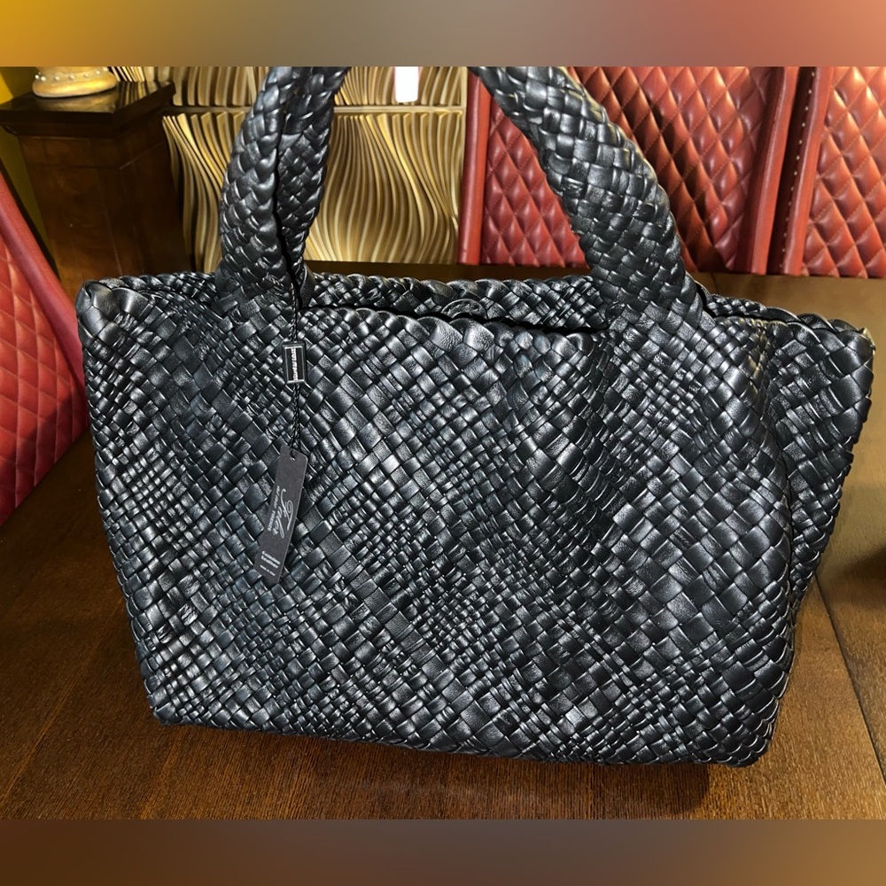 Elegant Black Woven Tote Bag